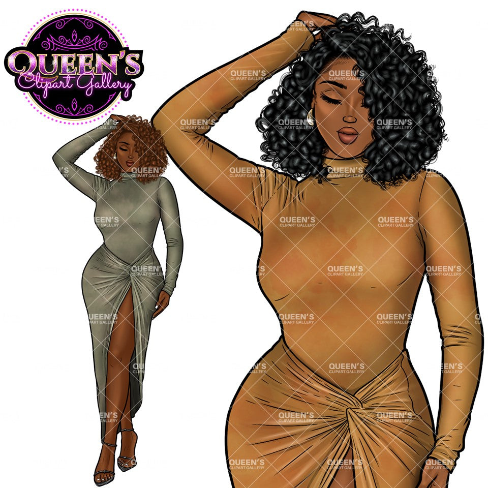 Afro Girl Clipart, Afro Woman Clipart, Fashion Girl Clipart, Fashion Illustration Clipart, Black Girl Magic, Girl Boss, African American