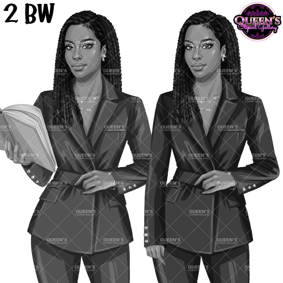 Black Woman Clipart | Professional Woman Clipart PNG | Teacher Clipart Bundle | Business Woman Clipart | Corporate Woman
