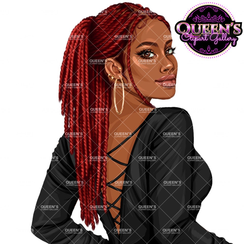 Back view, Red dress, Elegant woman, Fashion girl clipart, Fashion illustration clipart, Black girl magic, Woman in dress, Curvy woman png