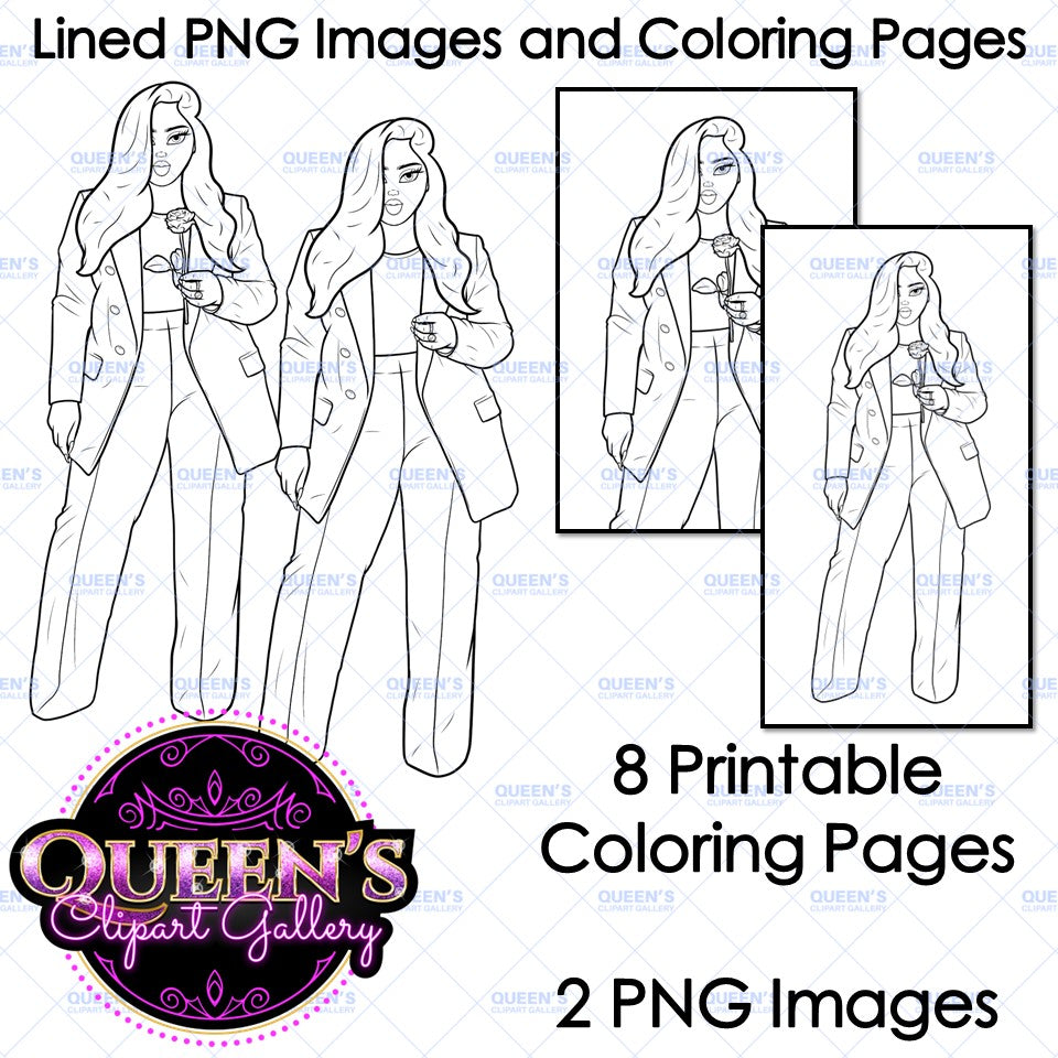 Fashion Clipart | Black Girl Magic Clipart | Black Girl Clipart | Afro Girl Clipart | Afro Woman | Valentine Rose Clipart | Rose Clipart