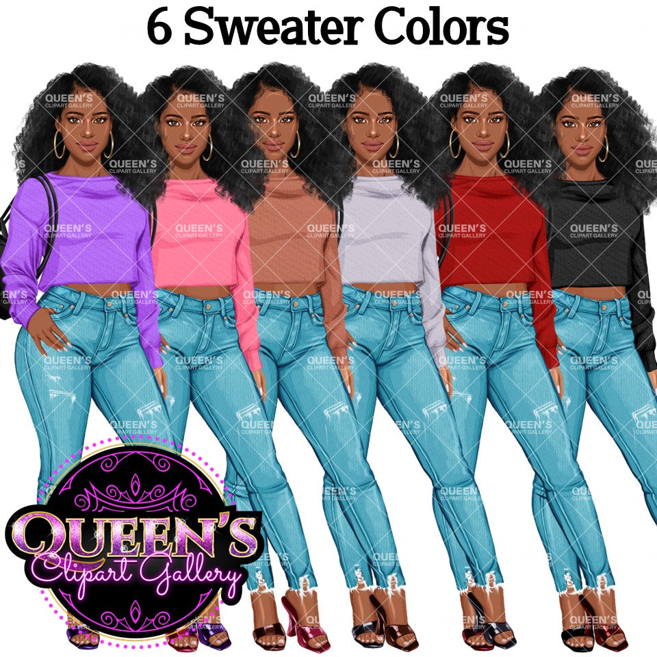 Denim jeans Afro girl, Afro girl clipart, Teenager clipart, Fashion girl clipart, Fashion illustration, Teen Afro girl, Denim Girl Clipart