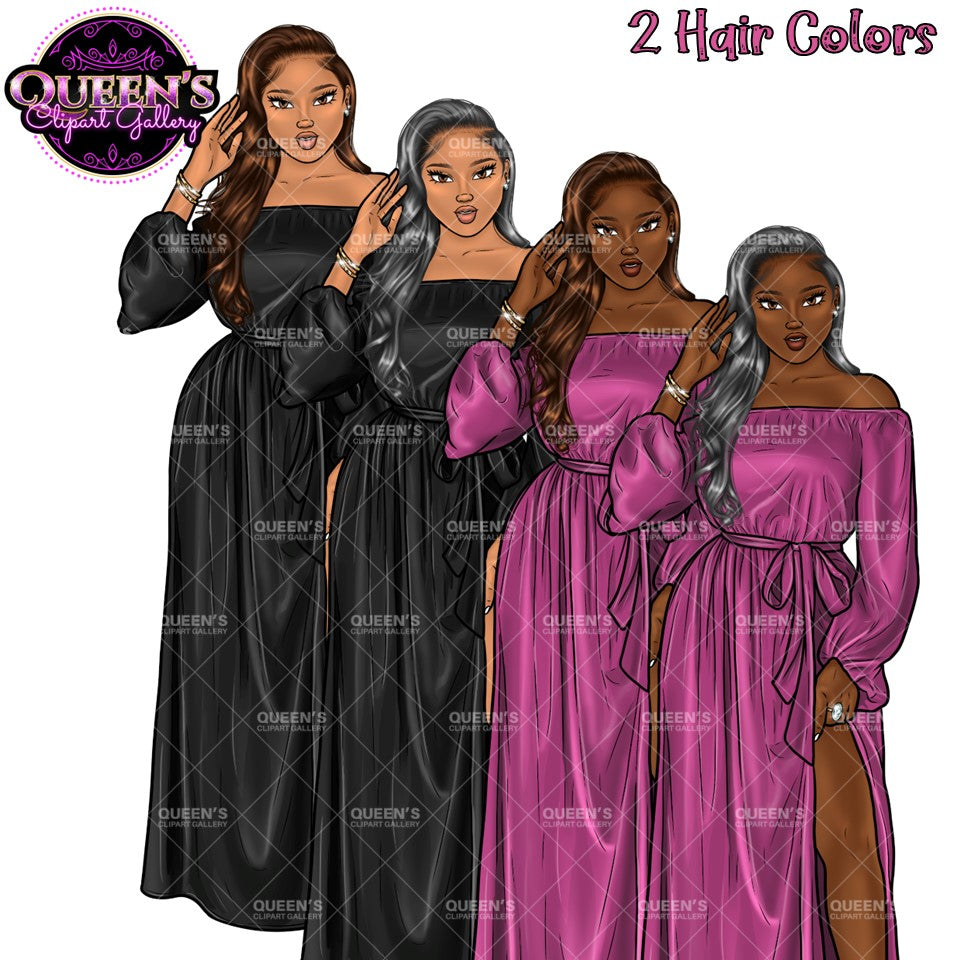 Woman in Dress, Afro Woman Clipart, Fashion Girl Clipart, Fashion Illustration Clipart, Black Girl Magic, Girl Boss, Planner Girl Clipart