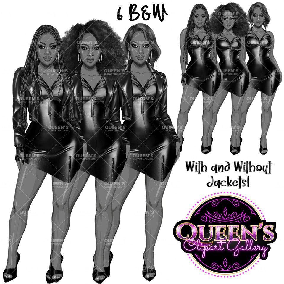Afro woman in leather dress, Girl boss, Lady boss, Black girl magic, Fashion girl clipart, Fashion illustration clipart, Curvy girl clipart