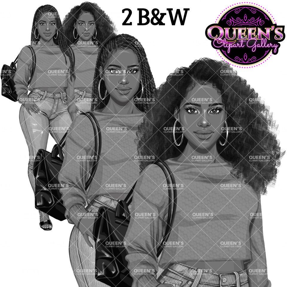 Denim jeans Afro girl, Afro girl clipart, Teenager clipart, Fashion girl clipart, Fashion illustration, Teen Afro girl, Denim Girl Clipart