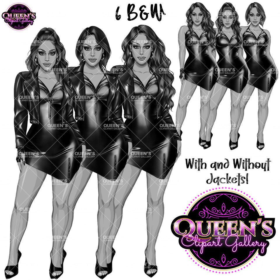 Woman in leather dress, Girl boss, Lady boss, Woman clipart png, Fashion girl clipart, Fashion illustration clipart, Curvy girl clipart