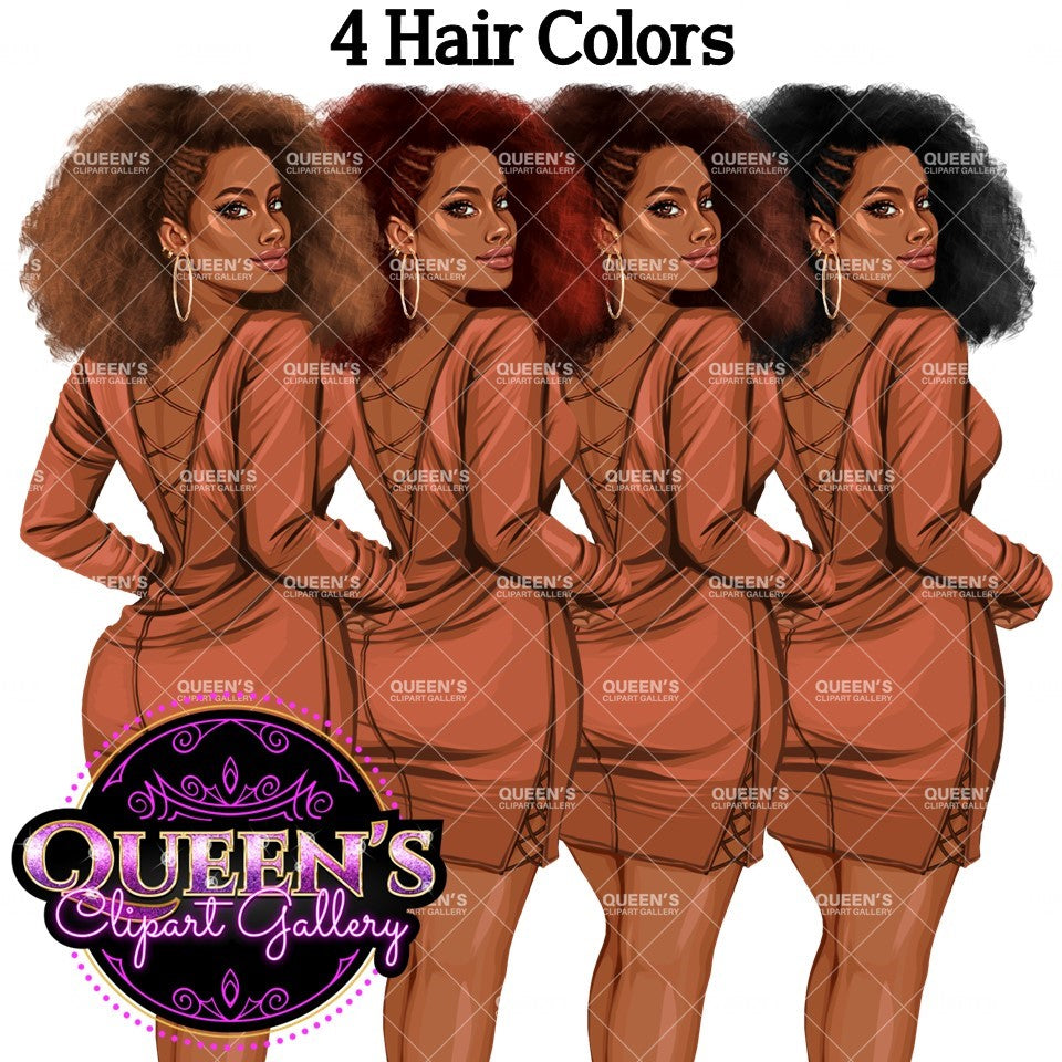 Back view, Red dress, Elegant woman, Fashion girl clipart, Fashion illustration clipart, Black girl magic, Woman in dress, Curvy woman png