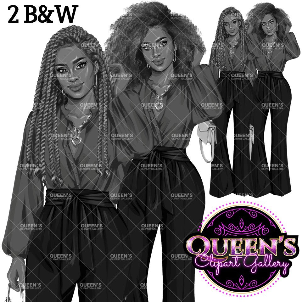 Boss Lady PNG Clipart Bundle | Stylish Business Women Clipart | Fashion Girl Graphics for Branding, Logos, Digital Products | African American Woman Clipart