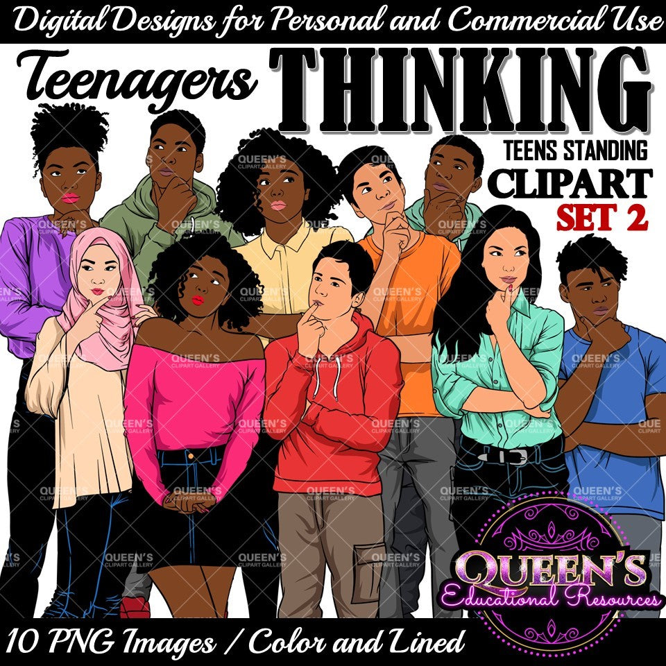 High School Teen Clipart Bundle | Teen Student Clipart | High School Students PNG | Diverse Teenagers Clipart
