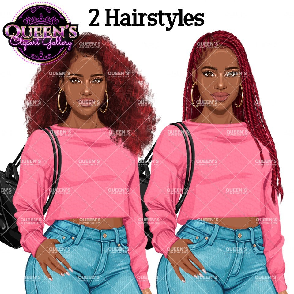 Denim jeans Afro girl, Afro girl clipart, Teenager clipart, Fashion girl clipart, Fashion illustration, Teen Afro girl, Denim Girl Clipart