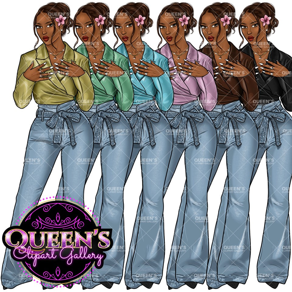 Denim girl clipart, Black girl magic, Fashion girl clipart, African American woman, Afro girl clipart, Girl boss, Fashion illustration, Boss lady