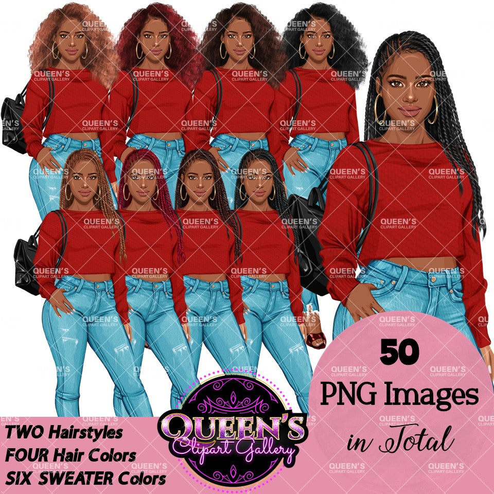 Denim jeans Afro girl, Afro girl clipart, Teenager clipart, Fashion girl clipart, Fashion illustration, Teen Afro girl, Denim Girl Clipart