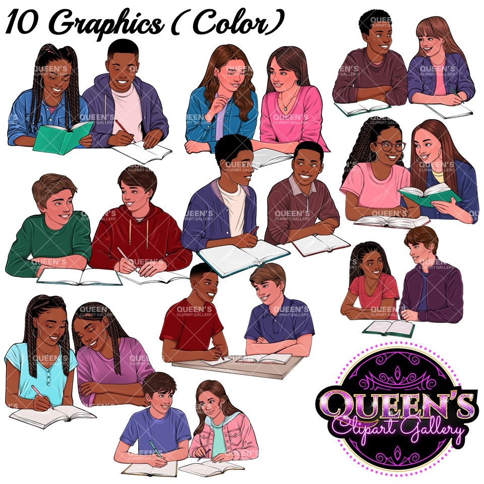 Students working together clipart, Students clipart, Teenagers, High school students, Teenagers in school, Back to school, Reading clipart
