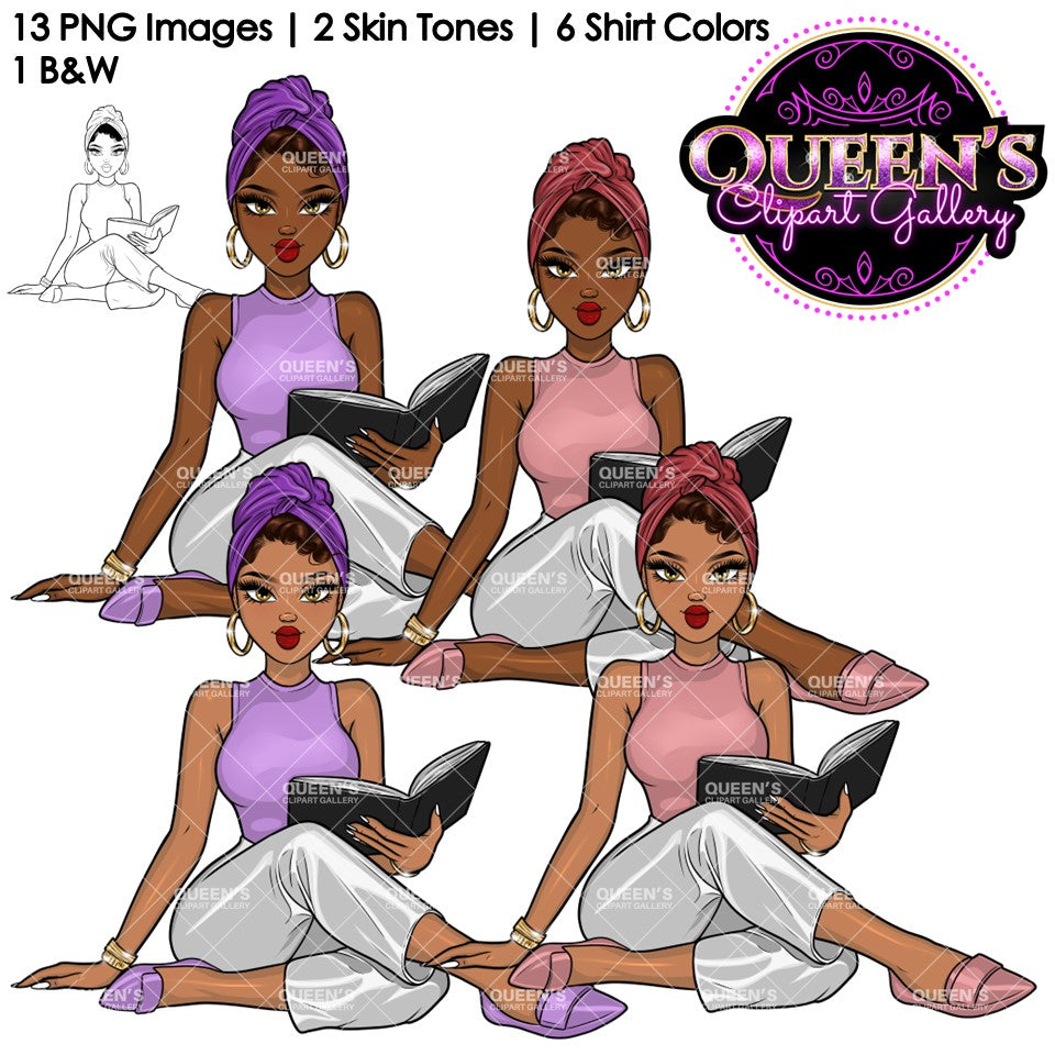 Afro Girl Clipart | Afro Woman Clipart | Stickers, Planner Girl | Business Woman Clipart | Black Girl Magic | Afro Clipart | Booklover