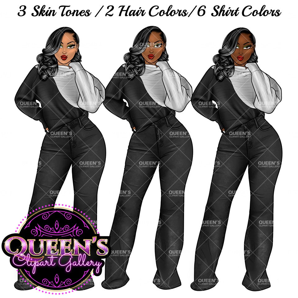 Afro Girl Clipart, Afro Woman Clipart, Fashion Girl Clipart, Fashion Illustration Clipart, Black Girl Magic, Girl Boss, African American