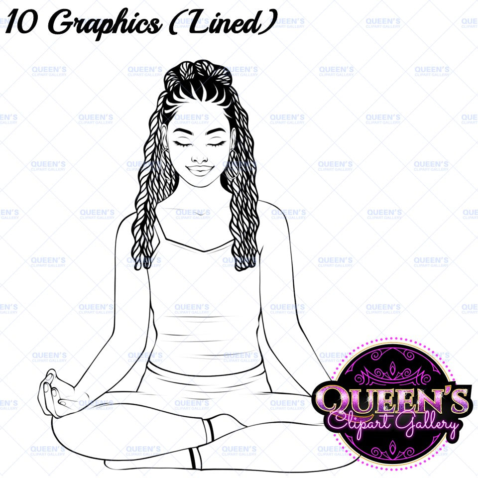 Relaxed High School Teenagers | Calm Teenagers Clipart | Mindfulness Teens Clipart | Yoga Clipart | Mental Health Clipart | Fitness Clipart