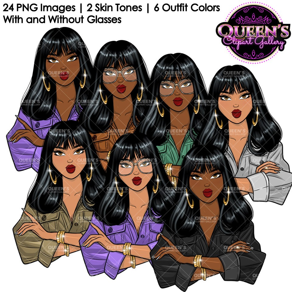 Fashion Clipart | Black Girl Magic Clipart | Black Girl Clipart | Afro Girl Clipart | Afro Woman | Business Woman | Girl Boss Clipart