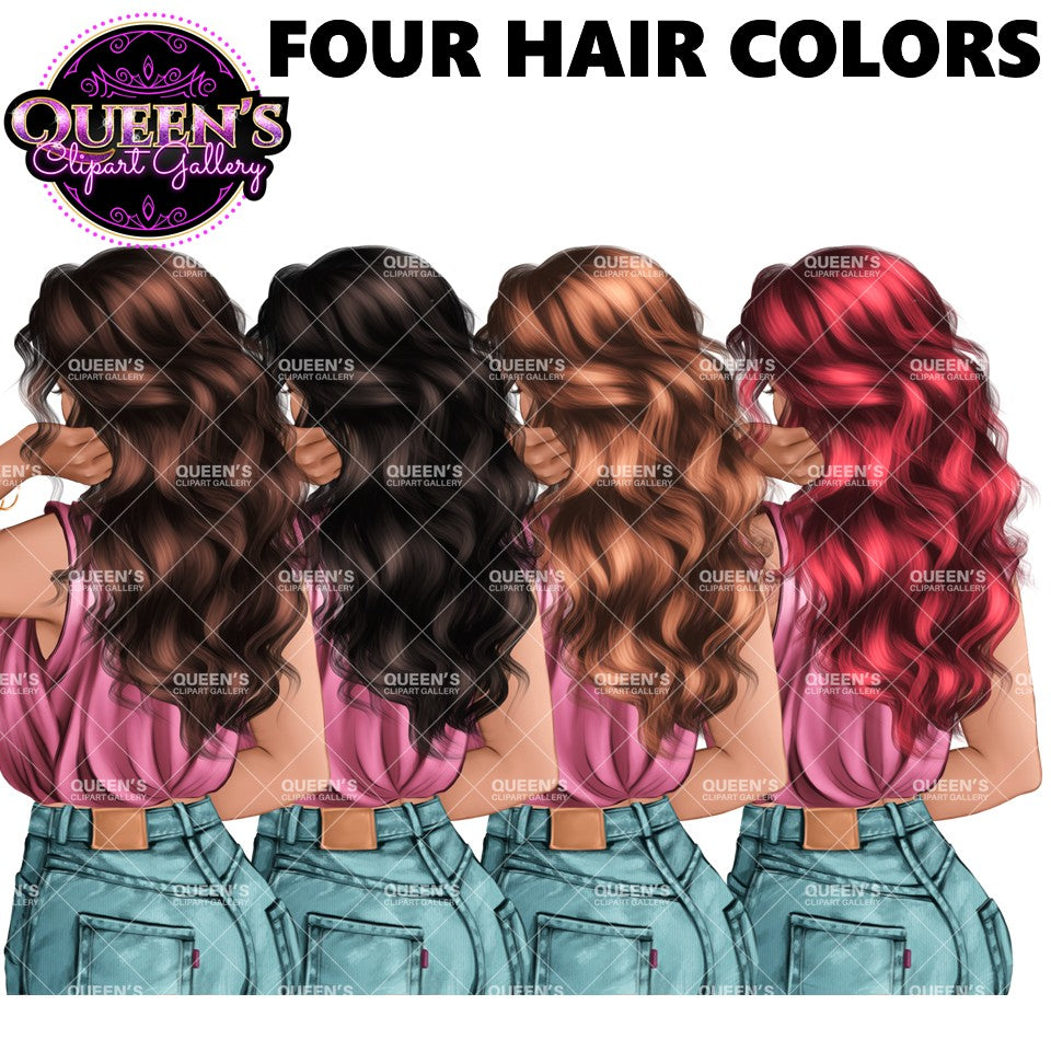 Back view clipart, Back turned, Fashion girl clipart, Fashion illustration, Fashion Clipart, Planner cover, Girl clipart, Girly planner