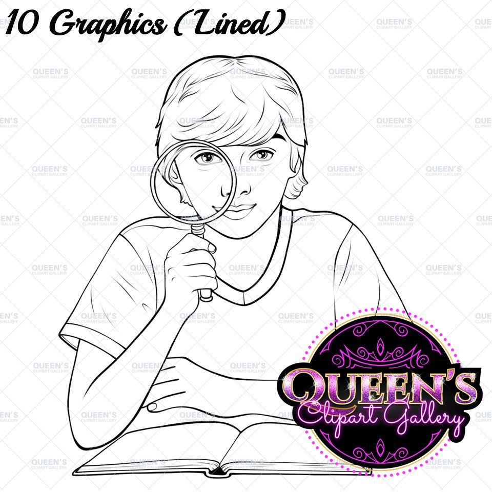 Students Identifying Clipart | Magnify Glass Clipart | High School Teenagers | Teen Clipart | Teenagers Clipart