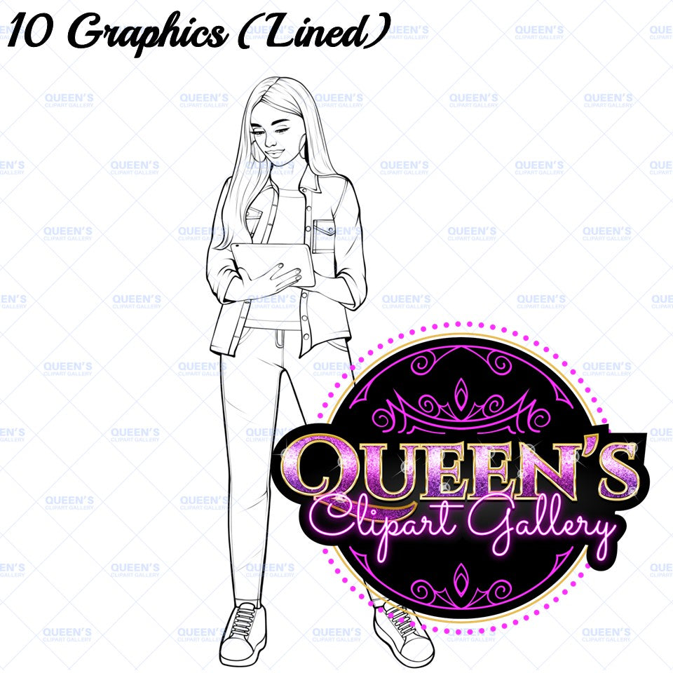 Teens on Technology Clipart, Technology Clipart, Teenagers Clipart, High School Students, Teenagers in School, Computer Clipart, Phone