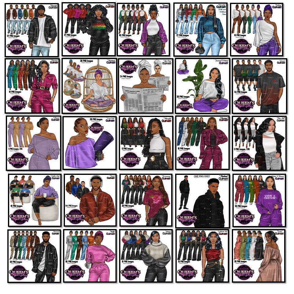 Afro girl clipart | Black girl clipart | Fashion clipart | Black woman clipart | Black girl magic | African American Art