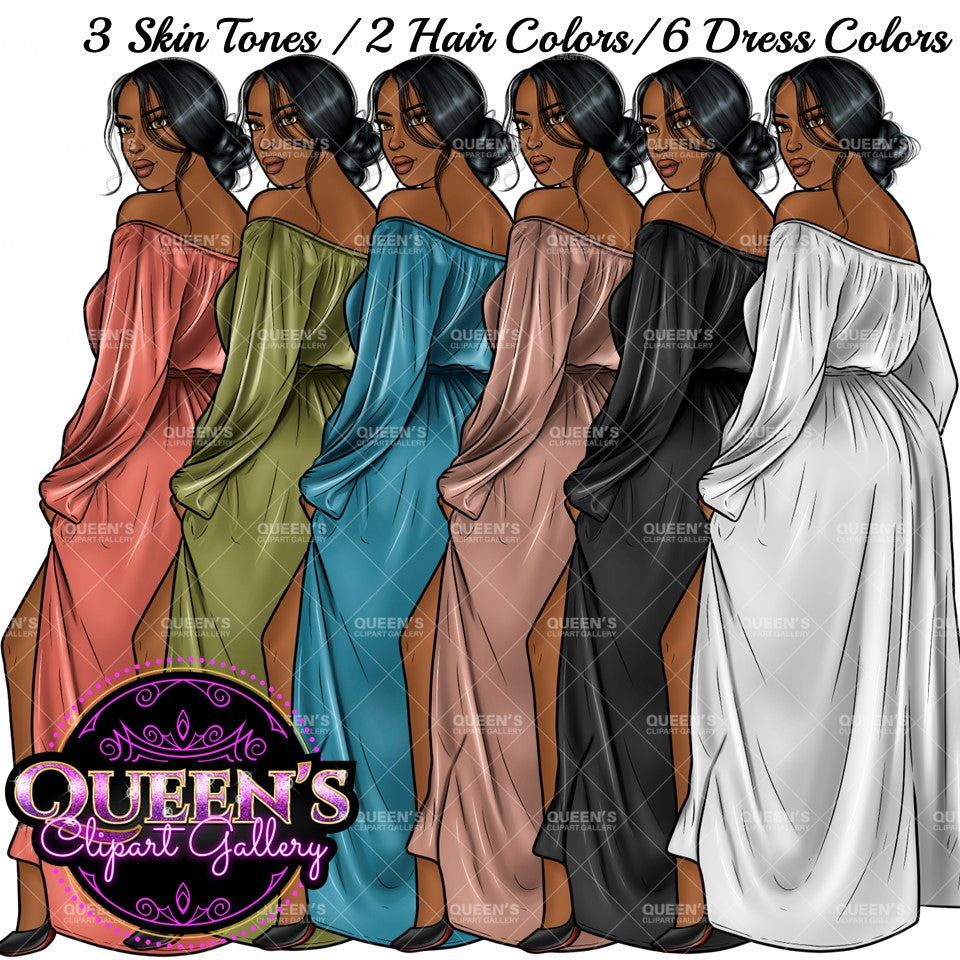 Afro Girl Clipart, Afro Woman Clipart, Fashion Girl Clipart, Fashion Illustration Clipart, Black Girl Magic, Girl Boss, African American