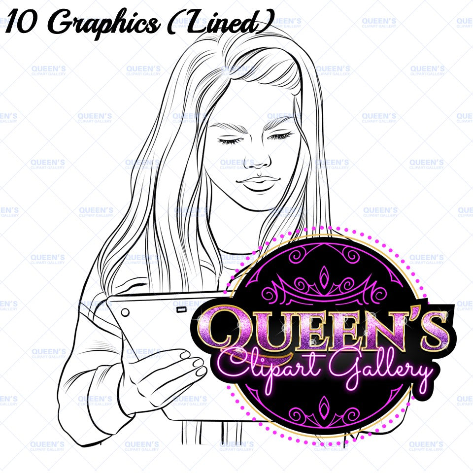 Teens on Technology Clipart, Technology Clipart, Teenagers Clipart, High School Students, Teenagers in School, Computer Clipart, Phone