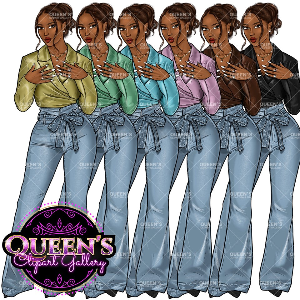 Denim girl clipart, Black girl magic, Fashion girl clipart, African American woman, Afro girl clipart, Girl boss, Fashion illustration, Boss lady