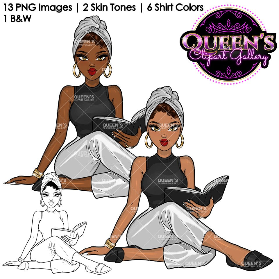 Afro Girl Clipart | Afro Woman Clipart | Stickers, Planner Girl | Business Woman Clipart | Black Girl Magic | Afro Clipart | Booklover