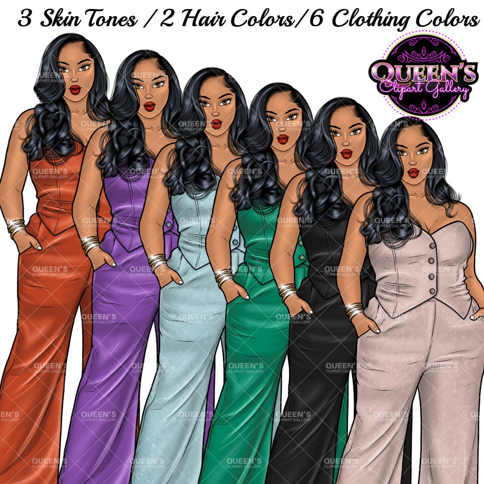 Afro Girl Clipart, Afro Woman Clipart, Fashion Girl Clipart, Fashion Illustration Clipart, Black Girl Magic, Girl Boss, African American