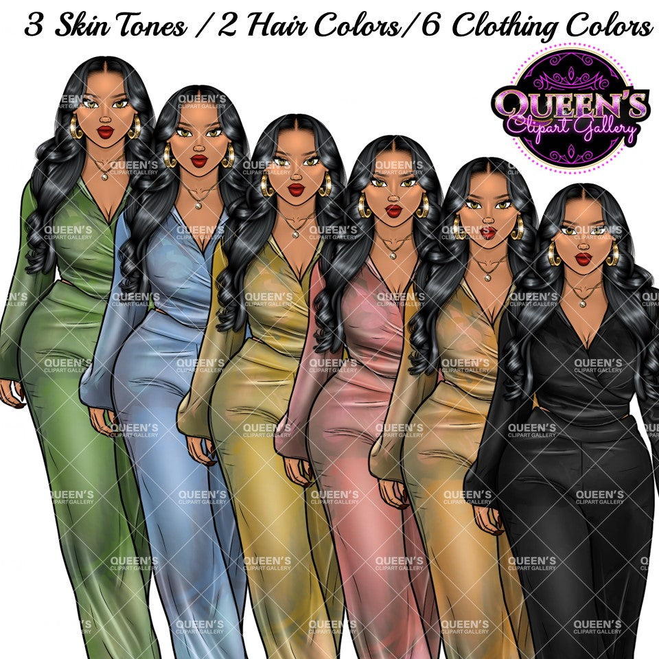 Afro Girl Clipart, Afro Woman Clipart, Fashion Girl Clipart, Fashion Illustration Clipart, Black Girl Magic, Girl Boss, African American