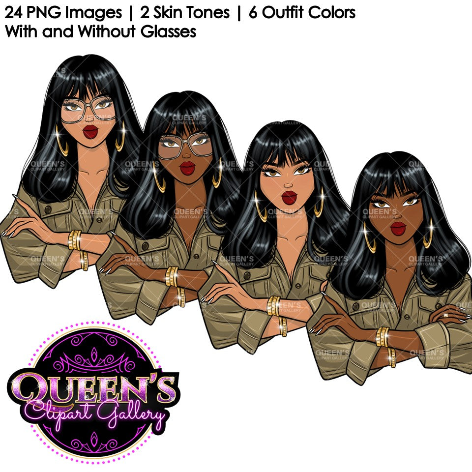 Fashion Clipart | Black Girl Magic Clipart | Black Girl Clipart | Afro Girl Clipart | Afro Woman | Business Woman | Girl Boss Clipart