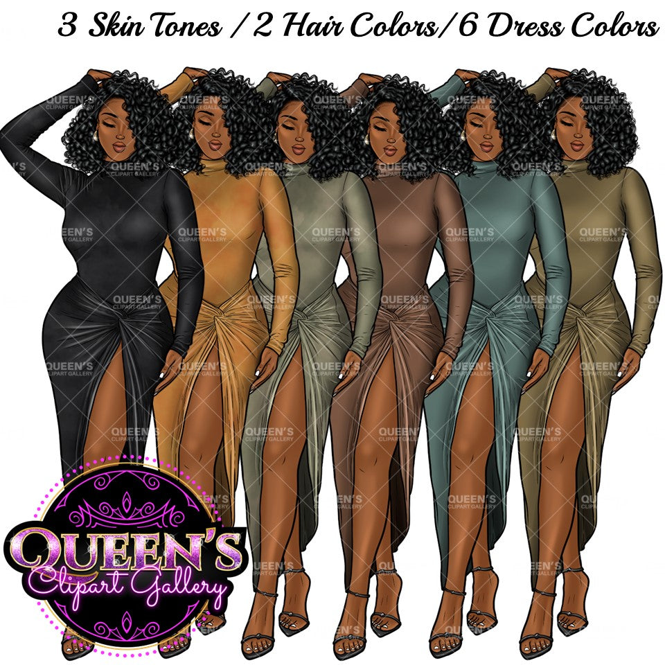 Afro Girl Clipart, Afro Woman Clipart, Fashion Girl Clipart, Fashion Illustration Clipart, Black Girl Magic, Girl Boss, African American