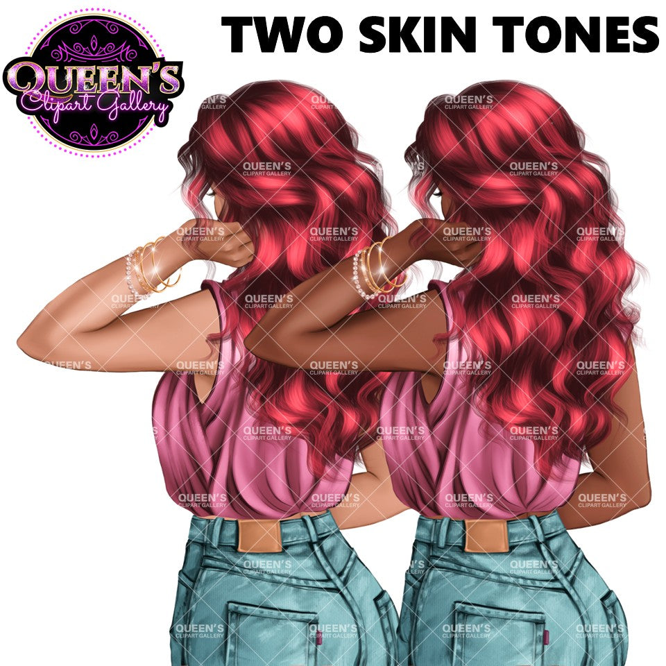 Back view clipart, Back turned, Fashion girl clipart, Fashion illustration, Fashion Clipart, Planner cover, Girl clipart, Girly planner