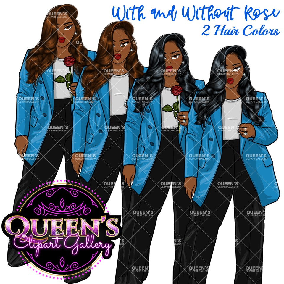 Fashion Clipart | Black Girl Magic Clipart | Black Girl Clipart | Afro Girl Clipart | Afro Woman | Valentine Rose Clipart | Rose Clipart