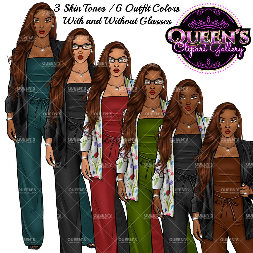 Afro Girl Clipart, Afro Woman Clipart, Fashion Girl Clipart, Fashion Illustration Clipart, Black Girl Magic, Girl Boss, African American