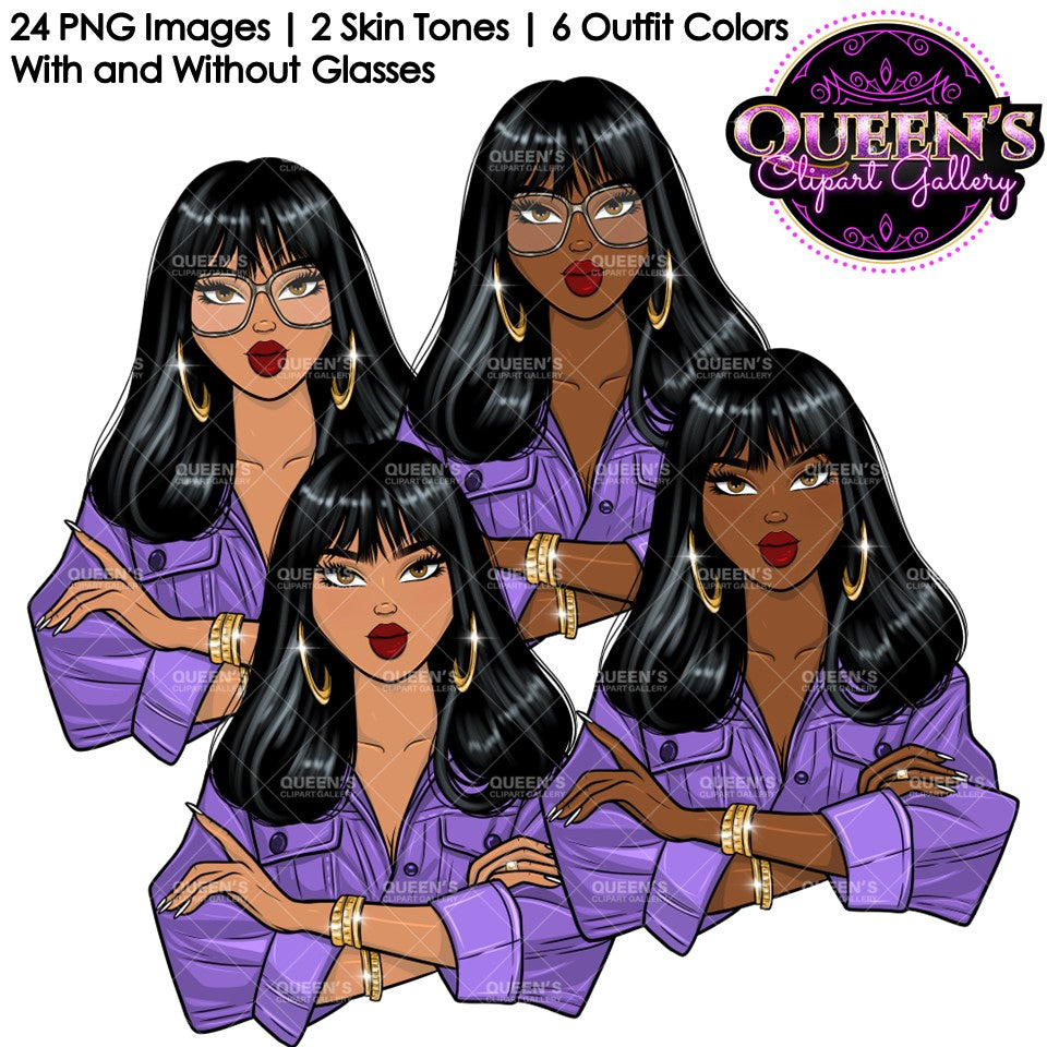 Fashion Clipart | Black Girl Magic Clipart | Black Girl Clipart | Afro Girl Clipart | Afro Woman | Business Woman | Girl Boss Clipart