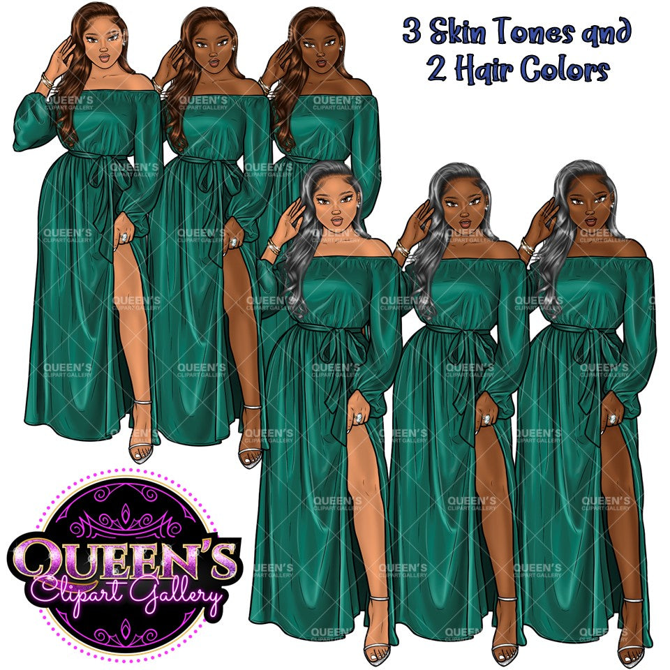 Woman in Dress, Afro Woman Clipart, Fashion Girl Clipart, Fashion Illustration Clipart, Black Girl Magic, Girl Boss, Planner Girl Clipart