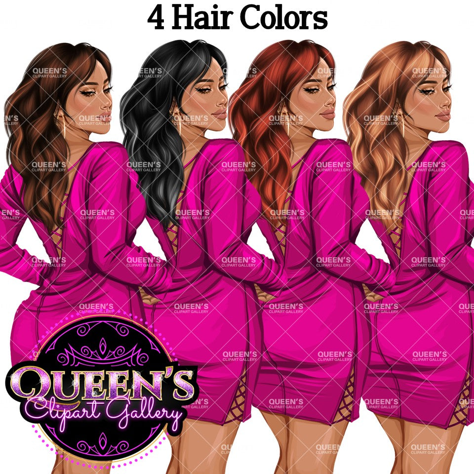 Back view, Red dress, Elegant woman, Fashion girl clipart, Fashion illustration clipart, Black girl magic, Woman in dress, Curvy woman png