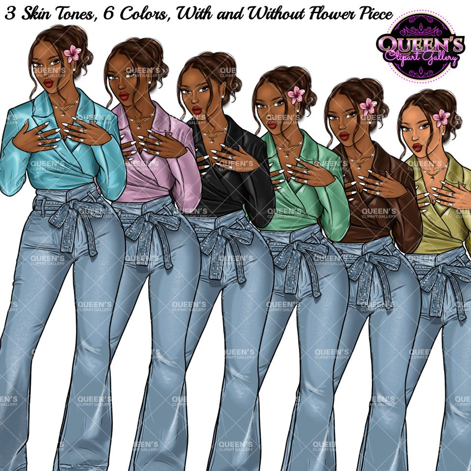 Denim girl clipart, Black girl magic, Fashion girl clipart, African American woman, Afro girl clipart, Girl boss, Fashion illustration, Boss lady