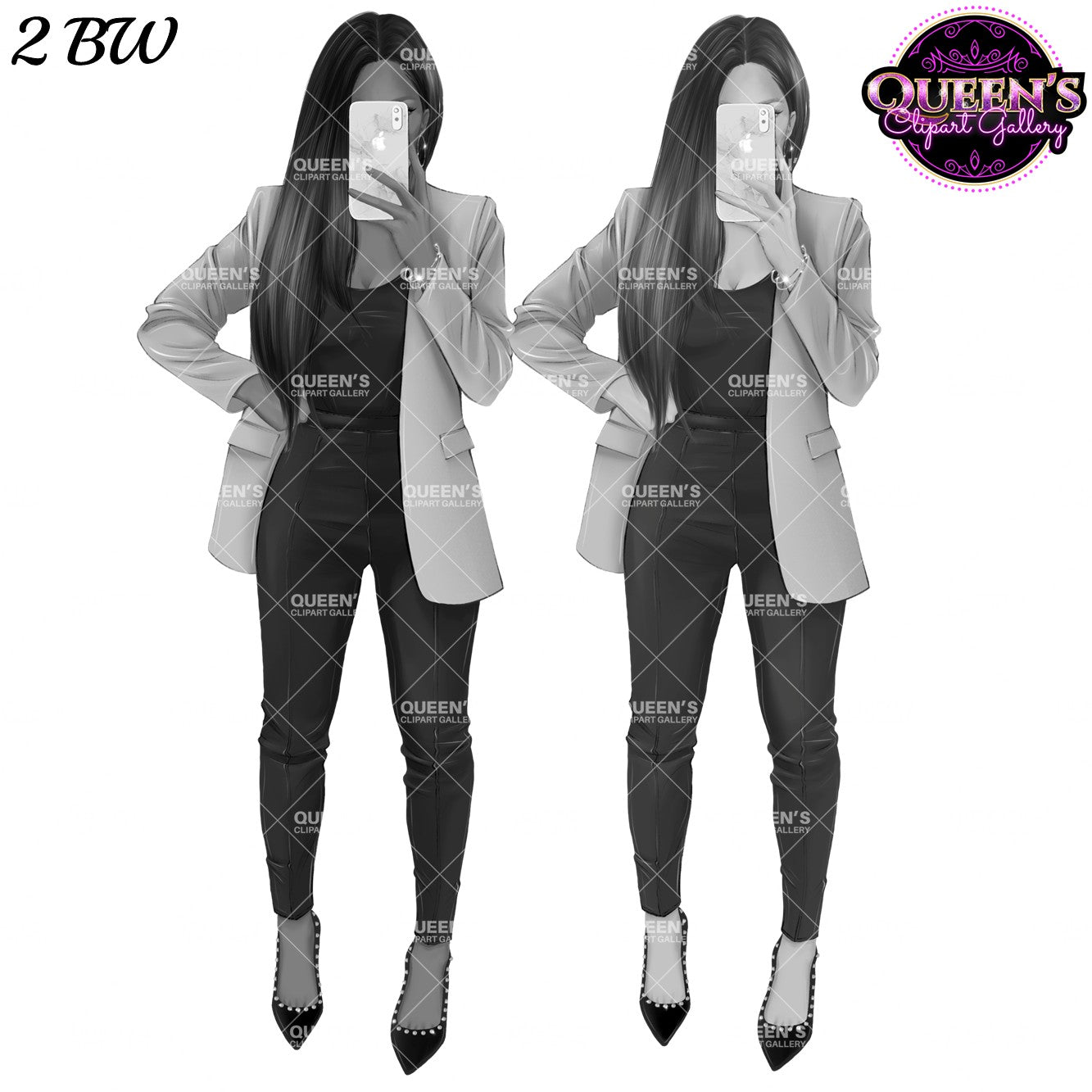 Fashion Woman Selfie Clipart PNG | Phone Illustration | Female Character Clipart | Fashion Illustration PNG