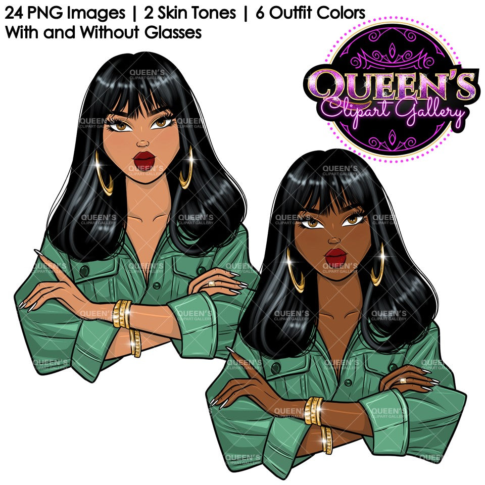 Fashion Clipart | Black Girl Magic Clipart | Black Girl Clipart | Afro Girl Clipart | Afro Woman | Business Woman | Girl Boss Clipart