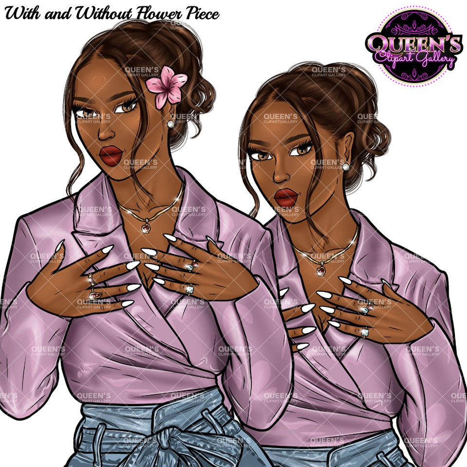 Denim girl clipart, Black girl magic, Fashion girl clipart, African American woman, Afro girl clipart, Girl boss, Fashion illustration, Boss lady