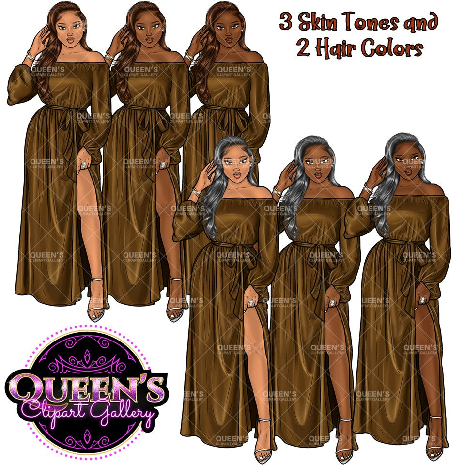 Woman in Dress, Afro Woman Clipart, Fashion Girl Clipart, Fashion Illustration Clipart, Black Girl Magic, Girl Boss, Planner Girl Clipart