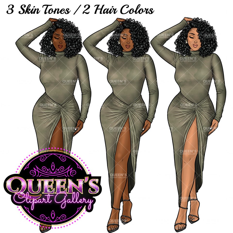 Afro Girl Clipart, Afro Woman Clipart, Fashion Girl Clipart, Fashion Illustration Clipart, Black Girl Magic, Girl Boss, African American