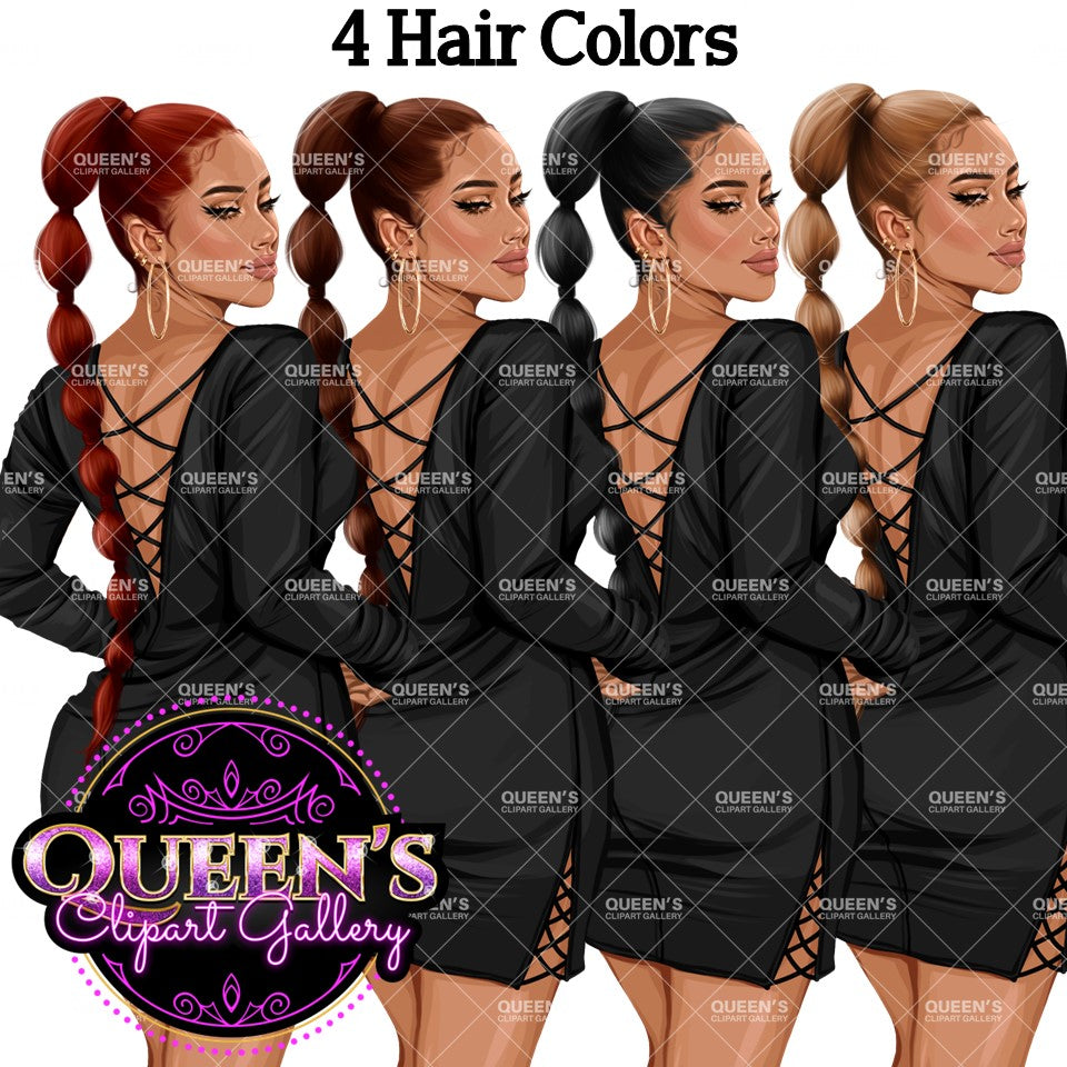 Back view, Red dress, Elegant woman, Fashion girl clipart, Fashion illustration clipart, Black girl magic, Woman in dress, Curvy woman png