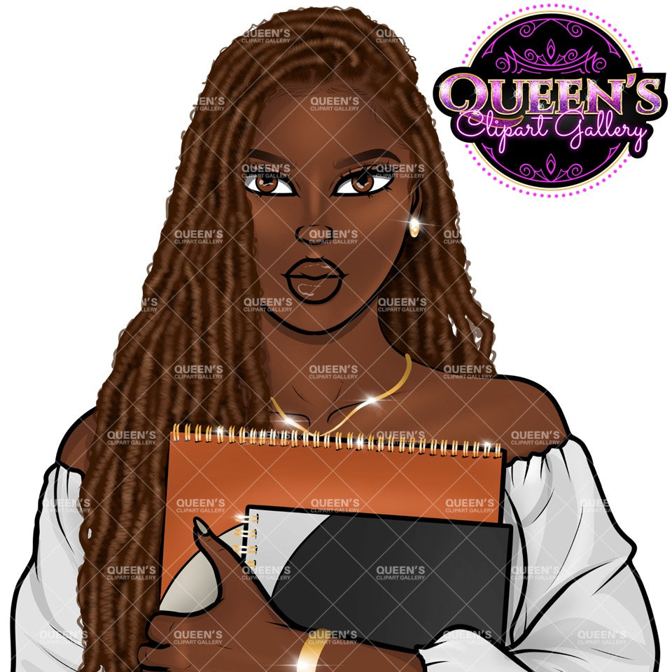 Planner girl clipart, African American girl, Afro girl, Black girl magic, Fashion girl clipart, Planner png Booklover clipart, Clipart books