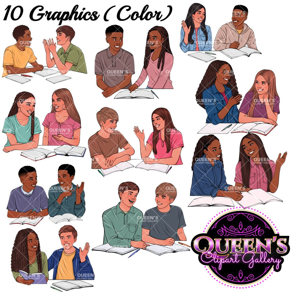 Students working together clipart, Students clipart, Teenagers, High school students, Teenagers in school, Back to school, Reading clipart
