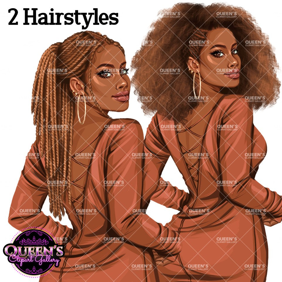 Back view, Red dress, Elegant woman, Fashion girl clipart, Fashion illustration clipart, Black girl magic, Woman in dress, Curvy woman png