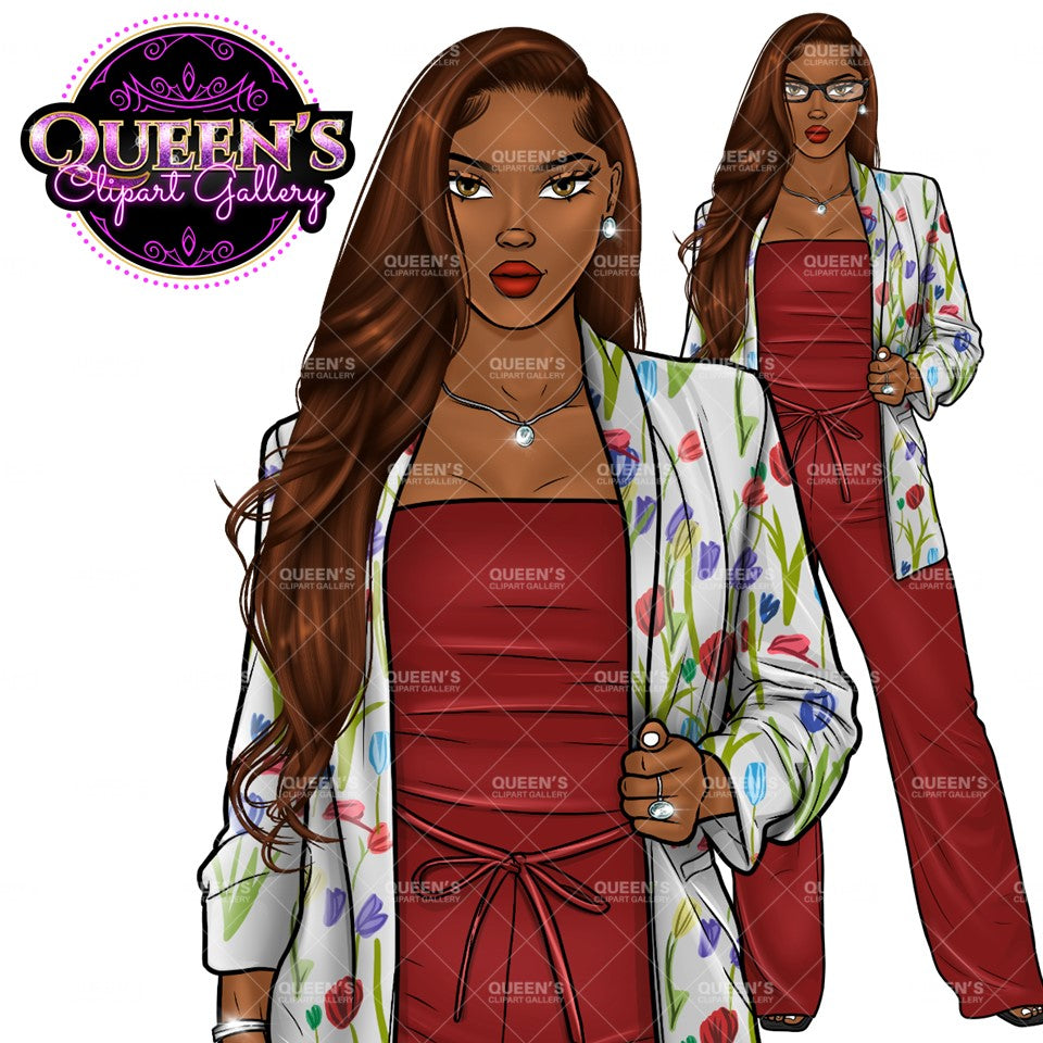 Afro Girl Clipart, Afro Woman Clipart, Fashion Girl Clipart, Fashion Illustration Clipart, Black Girl Magic, Girl Boss, African American