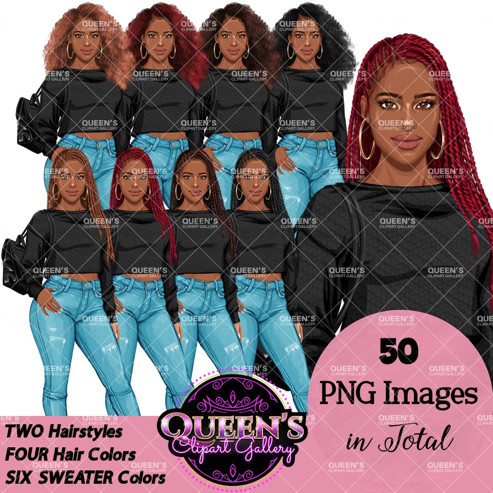 Denim jeans Afro girl, Afro girl clipart, Teenager clipart, Fashion girl clipart, Fashion illustration, Teen Afro girl, Denim Girl Clipart